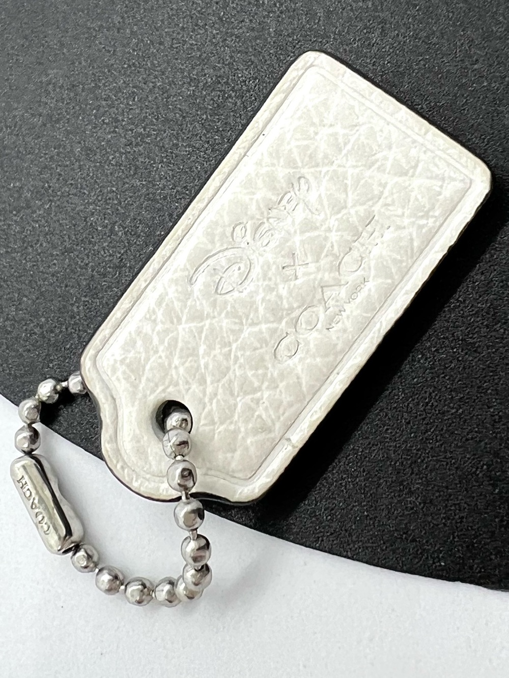 Disney x Coach Chalk White Leather Hangtag Silver Bag Charm Replacement